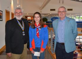 Victoria McDowall with 2018-9 President Ian Geddes and Robin Magee